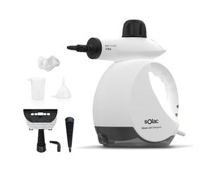 Solac - Limpiador a Vapor de Mano Steam Jet 1200W| Vaporeta 3 Bar |30g/min| 175ml con deposito gel hidroalcohólico |Multiusos Tapicería de Coche, Hogar, Cocinas, Alfombras, Cristales, Sofá