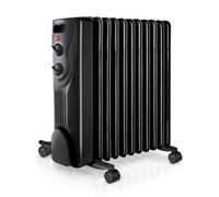 Solac - Radiador Eléctrico de Aceite 2300W | 11 Módulos | Bajo Consumo | Hasta 23m² | 3 Niveles | Termostato regulable | Sistema de Seguridad Protección Sobrecalentamiento | Calefactor | Negro