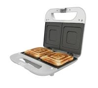 Solac - Sandwichera Buon Sandwich II, Para 2 Sándwiches, 750W, Placas Cuadradas Antiadherentes, Asa Tacto Frío, Fácil de Limpiar, Compacta y Rápida, Tostado Uniforme, Luz de Funcionamiento, Blanco