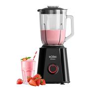 Solac Solution - Batidora de Vaso Negra, 1500W, Jarra de Cristal 1,5L, 2 Velocidades + Turbo, Pica Hielo, Cuchilla Inox Desmontable 4 Filos, Vaso Medidor 50ml, Apta Lavavajillas,