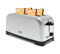 Solac Yé-Yé - Tostador, 1400W, 6 niveles de tostado, dos ranuras extra largas de anchura variable, funciones: stop, recalentar y descongelar, bandeja recoge migas, acero inoxidable