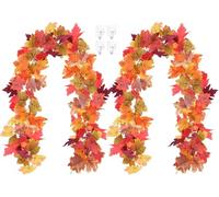 Solace Lot de 2 Guirnaldas otoño Decorativas,Couronne de Feuilles d'érable d'automne de 180 cm,décoration d'automne,Décoration d'intérieur pour Halloween, Thanksgiving, Mariage