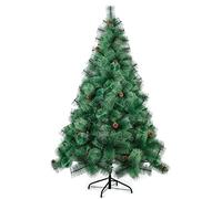 Solagua Árbol de Navidad Pino 120-210cm, Abeto Artificial Ignífugo con Hojas de Aguja, Decoración Navideña Ideal para Hogar, Oficina y Local con Piñones y Soporte Metálico (150 cm, Florado)