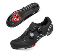 Solamni Zapatillas de ciclismo para hombre y mujer | SPD/SPD-SL/Look Delta sistema de clic, compatible con bicicleta de carretera Peloton, Negro , 44 EU