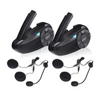SolaMr Q7 Motocicleta Casco Auricular BT5.1 Motocicleta Impermeable Intercomunicador Sistema de Comunicación Auricular Bluetooth con SafeRiding APP, Radio FM, Reproductor MP3, Hasta 7 Pilotos (2 Pack)