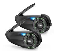 SolaMr Q8 BT5.1 Motocicleta Casco Auricular Sistema de Comunicación para hasta 6 Motos con 1000m de Alcance con Música Compartida, Soporta SafeRiding App, Radio FM, Reproductor MP3 (2 Pack)