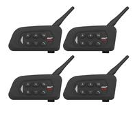 SolaMr V4 Plus Intercomunicador Casco Moto, Bluetooth 5.1 Accesorios Moto Intercom con Reducción de Ruido CVC, Radio FM e Intercomunicador 4 Vías hasta 1500 M - 4 Pack
