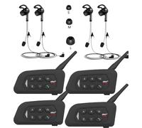 SolaMr V4C Plus Intercomunicador Profesional para Árbitros - Bluetooth 5.1 Intercom para Oído Izquierdo, Freecom con Reducción de Ruido CVC, Radio FM e Intercomunicación 4 vías hasta 1500 m - 4 Pack