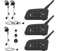 SolaMr V4C Plus Intercomunicador Profesional para Árbitros - Bluetooth 5.1 Intercom para Oído Izquierdo, Freecom con Reducción de Ruido CVC, Radio FM e Intercomunicación 4 vías hasta 1500 m - 3 Pack