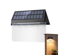Solar Address Sign Light 11,5 x 5,9 cm 196 g | Impermeable LED House Number With Number Stickers | Auto Dusk To Dawn Illumination For Villa Fence Garage Gate