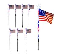 Solar American Flag Lights Outdoor, Waterproof Red White Blue Garden Stake Lights for Patriotic Yard Decoration, Solar Powered Flag Pathway Lighting for Walkway Driveway Porch Patio Backyard Camping