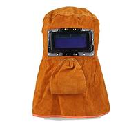 Solar auto Darkening Filter Lens Soldador Cuero Capucha Soldadura Casco transpirable Máscara Amarillo Montado en la cabeza de cuero Molining(Anti-UV Colorful)