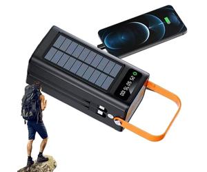 Solar Battery Bank, 120 W 50000 mAh External Power Pack with Light, Built-in Cables, 4 salidas y 3 Inputs, Ideal para todos los dispositivos móviles, Road Trip, Hiking, Backpacking & Camping
