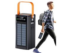 Solar Battery Bank, 120W External Power Pack, 50000mAh Capacity with Built-in Cables, Multi-Port Design for Road Trips, Hiking, Backpacking, Camping, Black and White Colored