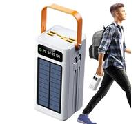 Solar Battery Bank, 120W External Power Pack with 50000mAh Capacity, Built-in Cables, Light, 4 Outputs and 3 Inputs for Mobile Devices, Survival Gear Road Trip, Hiking