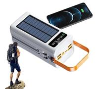 Solar Battery Bank, Power Pack, 3.94x1.97 Inches 50000mAh Survival Gear with Built-in Cables 4 Outputs 3 Inputs Light, Multi-Device Charger for Camping Hiking Fishing Road Trips