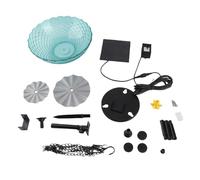 Solar Bird Bath Fountain, Hanging Plastic Bubbler with Chains (Blue) | A solar powered hanging bird bath with a plastic bowl, three chains, and a bubbler fountain for garden and porch use.