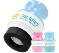 Solar Buddies Aplicador de Crema Solar Dúo Azul y Rosa. Roll-on Recargable con Bola y Esponja Sin BPA 100 ml para Cremas Solares y Lociones. Ideal para Niños, Adultos y Viajes.