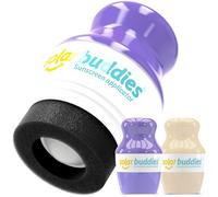 Solar Buddies Aplicador de Crema Solar Dúo Lila y Nude. Roll-on Recargable con Bola y Esponja Sin BPA 100 ml para Cremas Solares y Lociones. Ideal para Niños, Adultos y Viajes.
