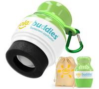 Solar Buddies Bag Bundle & Carabina Clip - Full Green - Refillable Roll on Sponge Sunscreen, Suncream & Lotion Applicator For Kids, Adults & Families - Holds 3.4fl oz, Perfect Size for Travel