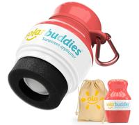 Solar Buddies Bag Bundle & Carabina Clip - Full Red - Refillable Roll on Sponge Sunscreen, Suncream & Lotion Applicator For Kids, Adults & Families - Holds 3.4fl oz, Perfect Size for Travel