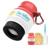 Solar Buddies Pack de Viaje Grab & Go, Clip Mosquetón y Cepillo - Aplicador Solar Recargable con Esponja Roll-on para Niños, Adultos y Familias - 100 ml (Single Full Red Grab & Go Bundle-FBM)