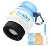 Solar Buddies Pack de Viaje Grab & Go, Clip Mosquetón y Cepillo - Aplicador Solar Recargable con Esponja Roll-on para Niños, Adultos y Familias - 100 ml (Single Full Blue Grab & Go Bundle-FBM)
