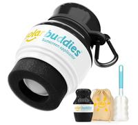 Solar Buddies Pack de Viaje Grab & Go, Clip Mosquetón y Cepillo - Aplicador Solar Recargable con Esponja Roll-on para Niños, Adultos y Familias - 100 ml (Single Full Black Grab & Go Bundle-FBM)