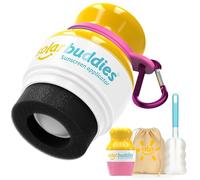 Solar Buddies Pack de Viaje Grab & Go, Clip Mosquetón y Cepillo - Aplicador Solar Recargable con Esponja Roll-on para Niños, Adultos y Familias - 100 ml (Single Pink Grab & Go Bundle -FBM)