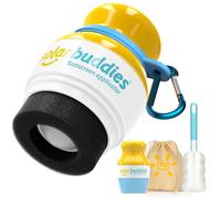 Solar Buddies Pack de Viaje Grab & Go, Clip Mosquetón y Cepillo - Individual Azul - Aplicador Solar Recargable con Esponja Roll-on para Niños, Adultos y Familias - 100 ml