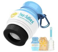 Solar Buddies Pack de Viaje Grab & Go, Clip Mosquetón y Cepillo - Individual Azul Completo - Aplicador Solar Recargable con Esponja Roll-on para Niños, Adultos y Familias - 100 ml
