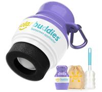 Solar Buddies Pack de Viaje Grab & Go, Clip Mosquetón y Cepillo - Individual Lila Completo - Aplicador Solar Recargable con Esponja Roll-on para Niños, Adultos y Familias - 100 ml