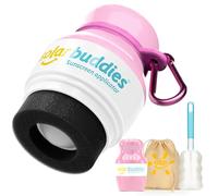 Solar Buddies Pack de Viaje Grab & Go, Clip Mosquetón y Cepillo - Individual Rosa Completo - Aplicador Solar Recargable con Esponja Roll-on para Niños, Adultos y Familias - 100 ml