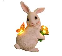 Solar Bunny Light - Solar Powered Resin Cute Cartoon Lights | Easter Bunny Figurine For Lawn Park Landscaping Porch Front Corner Indoor Party Spring Offices Room Courtyards And More