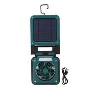 Solar Camping Fan LED Light 5 Lighting Modes, 4000mAh Battery and 10W Solar Panel Fan 3 Wind Speeds Quiet USB C Portable Cooler for Tent Hiking Emergency Power Outage