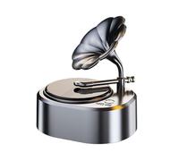 Solar Car Air Freshener, Rotating Phonograph Aromatherapy Diffuser, Solar-Powered Automatic Scent Dispenser, Long-Lasting Oil Fragrance, Perfect for Home, Offices, Travel, 7.5x7.5x6.5cm Black