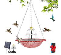 Solar Cascade Hanging Bird Bath Fountain, 3 Layers Hummingbird Bath Fountain, Decorative Cascade Water Bowl with Solar Powered Pump for Outdoors Garden Patio Backyard Lawn Decor