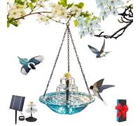 Solar Cascade Hanging Bird Bath Fountain, 3 Layers Hummingbird Bath Fountain, Decorative Cascade Water Bowl with Solar Powered Pump for Outdoors Garden Patio Backyard Lawn Decor