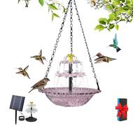 Solar Cascade Hanging Bird Bath Fountain, 3 Layers Hummingbird Bath Fountain, Decorative Cascade Water Bowl with Solar Powered Pump for Outdoors Garden Patio Backyard Lawn Decor