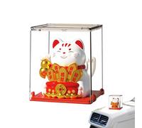 Solar Cat, Waving Maneki Car Decor Figure, Compact Dashboard Motion Statue, Resin Solar Powered Wobble Build, Festive Chinese Fortune Ornament, Office Living Room Desk Car 2.28x1.97x2.56 inches