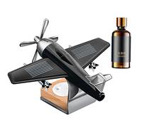 Solar Cessna Aircraft With Unique Fragrance Car Air Fresheners Ornaments, Solar Energy Rotate Airplane Aromatherapy Decor, Aircraft Shaped Car Decoration, For Car Office Home (black)