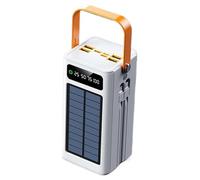 Solar Charger 120W, 50000mAh Outdoor Battery Pack, Portable Survival Gear with Built-in Light, 4 Outputs 3 Inputs, Fast Charge PowerBank for Camping, Hiking, Fishing, Road Trips, White