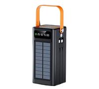 Solar Charger 120W, 50000mAh Outdoor Battery Pack, Portable Survival Gear with Built-in Light, 4 Outputs 3 Inputs, Fast Charge PowerBank for Camping, Hiking, Fishing, Road Trips, Black