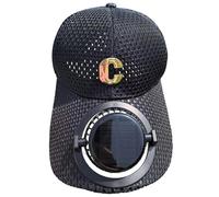 Solar Charging with Fan Cap Summer Extended Brim Mesh Breathable Sunscreen Couple Sunshade Tongue (Black One Size)