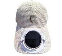 Solar Charging with Fan Cap Summer Extended Brim Mesh Breathable Sunscreen Couple Sunshade Tongue (White One Size)