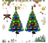 Solar Christmas Tree Lights Holiday Decorations, Solar Christmas Tree Stake Light, Waterproof Festive LED Garden Stake Light, with 20 Led Lights, for Yard Porch Pathway lawns (2PCS,A)