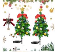 Solar Christmas Tree Lights Holiday Decorations, Solar Christmas Tree Stake Light, Waterproof Festive LED Garden Stake Light, with 20 Led Lights, for Yard Porch Pathway lawns (2PCS,B)