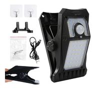 Solar Clip On Light - Motion Sensor Solar Light | Outdoor Waterproof Fence Lîght | USB Rechargeable, 90 LED, Warm/White/Three Color, 2000mAh, For Garden Patio Porch Pathway Deck Gutter Terrace