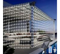 Solar Cortina de Luces Exterior, 3M*3M 300 LEDs Cortina Luminosa, 8 Modos, Impermeable Cobre Guirnaldas de Luces, Luces de Cortina para Fiestas, Navidad, Balcón, Bodas Decoración
