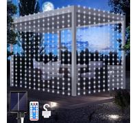 Solar Cortina Luces, Luces de Cadena de Cortina 3Mx3M 300 LED Impermeable Cadena de Luces Solares 8 Modos Guirnalda Luces Exterior Solar con Remote Para Jardín Fiesta Bodas Navideñas Decoración